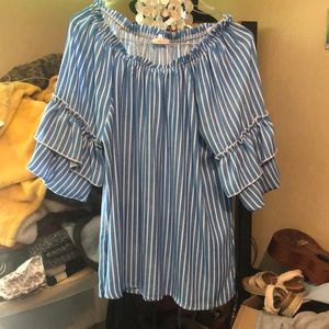 blue stripped summer shirt, size L